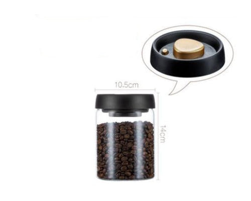 Vacuum Sealed Jug Set Black Coffee Beans Glass Airtight Canister