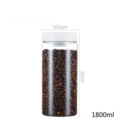 Vacuum Sealed Jug Set Black Coffee Beans Glass Airtight Canister