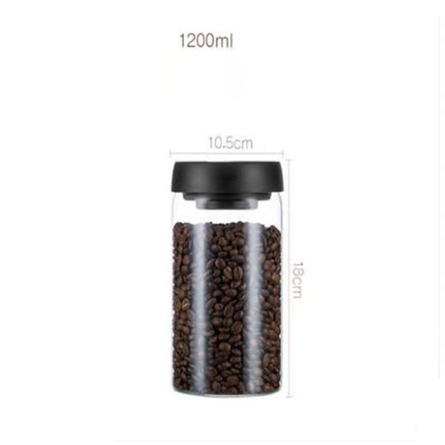 Vacuum Sealed Jug Set Black Coffee Beans Glass Airtight Canister