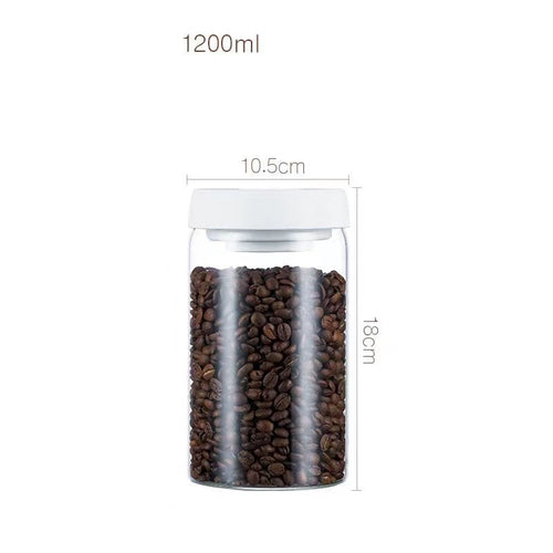 Vacuum Sealed Jug Set Black Coffee Beans Glass Airtight Canister