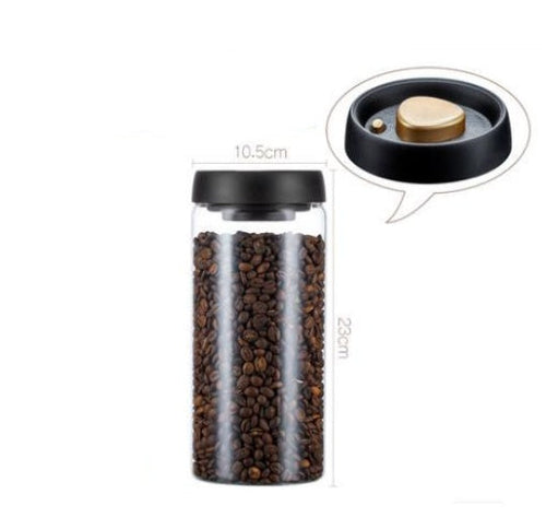 Vacuum Sealed Jug Set Black Coffee Beans Glass Airtight Canister